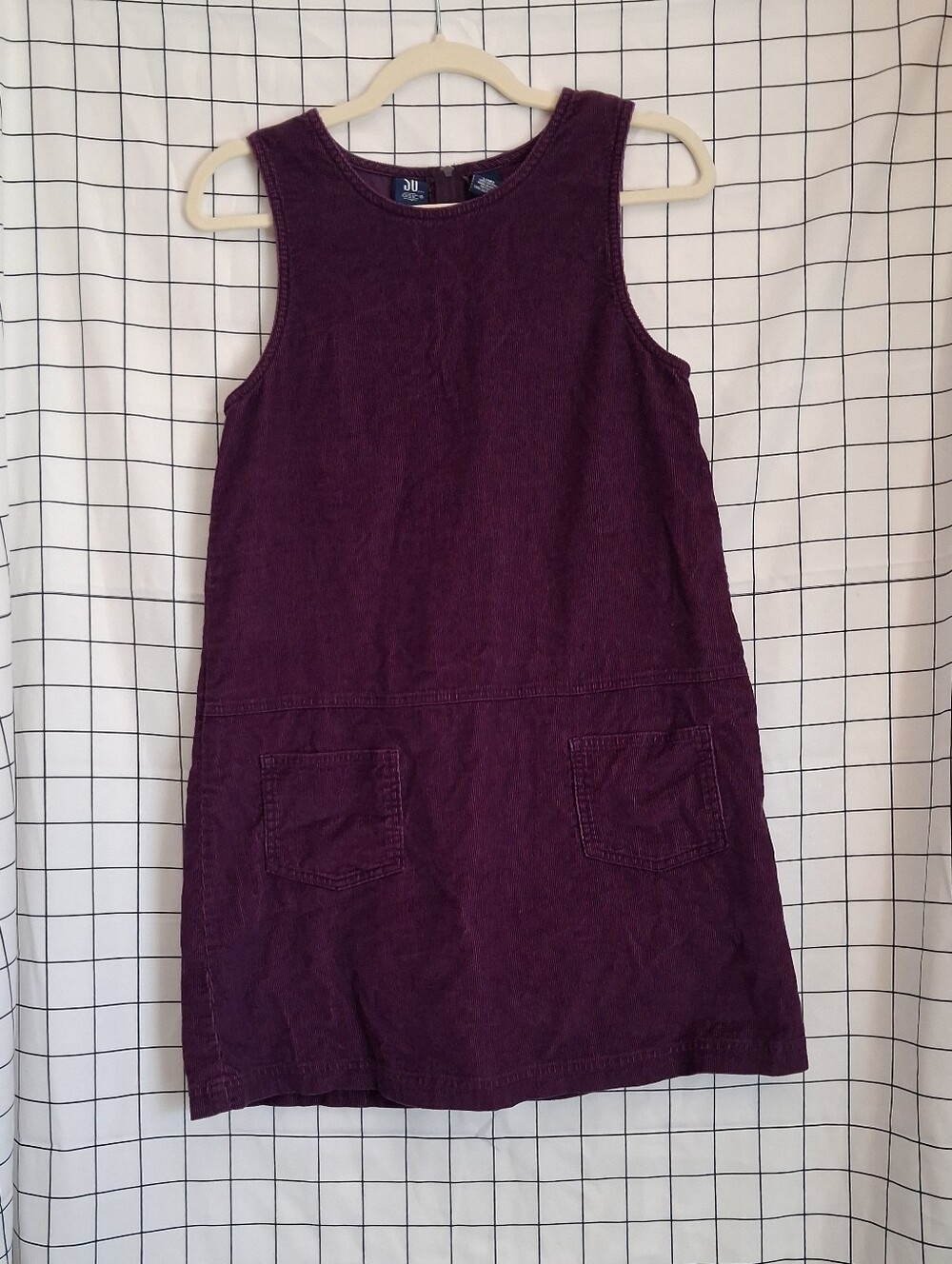 SO Sleeveless Corduroy Shift Dress in Deep Plum